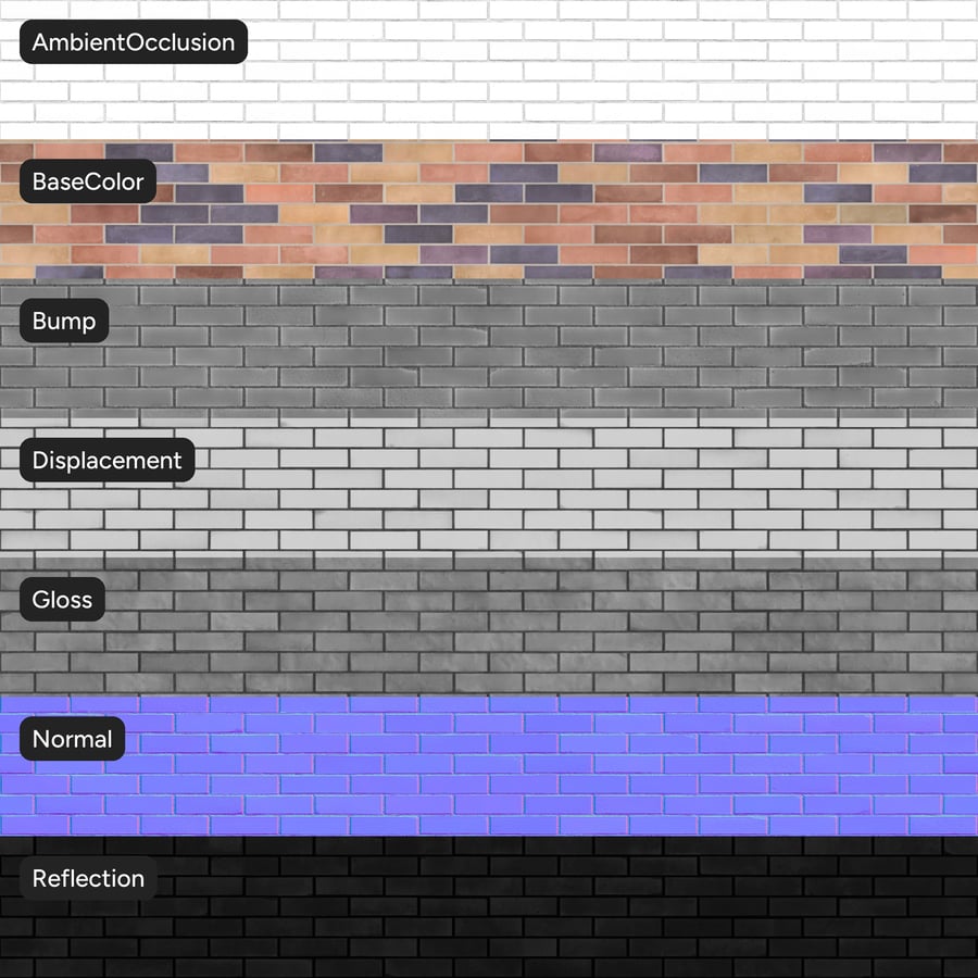 Sandfaced Running Bond Brick Wall Texture, Multicolored
