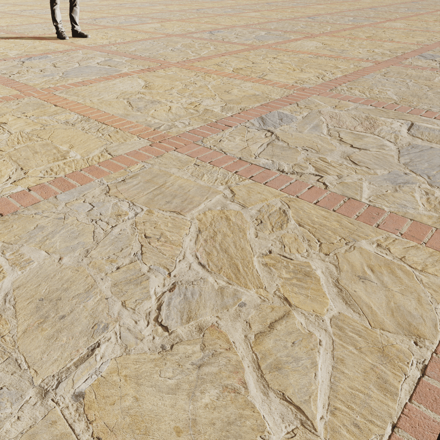 Cobblestone with Bricks Floor Texture, Orange