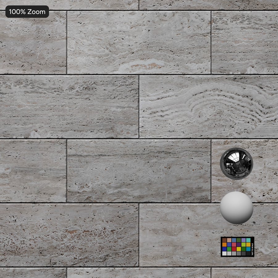 Texture de carreaux 3D en travertin vieilli, gris