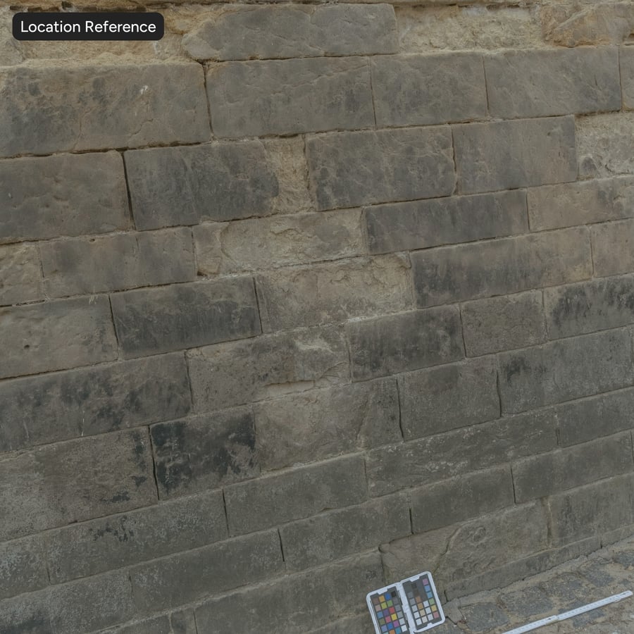 Textura de parede de bloco de pedra corrente empoeirada danificada