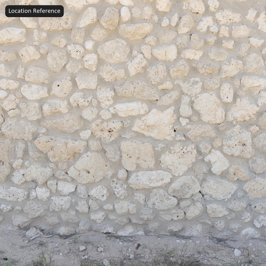 Mortared Rubble Limestone Wall Texture, Cream