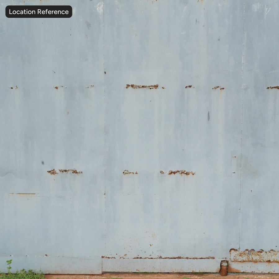 Painted Metal Wall with Streaks, Blue