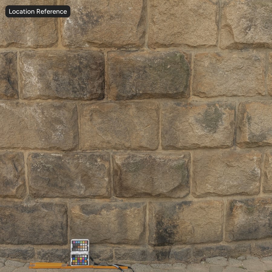 Split Faced Running Bond Stone Block Wall Texture, Beige