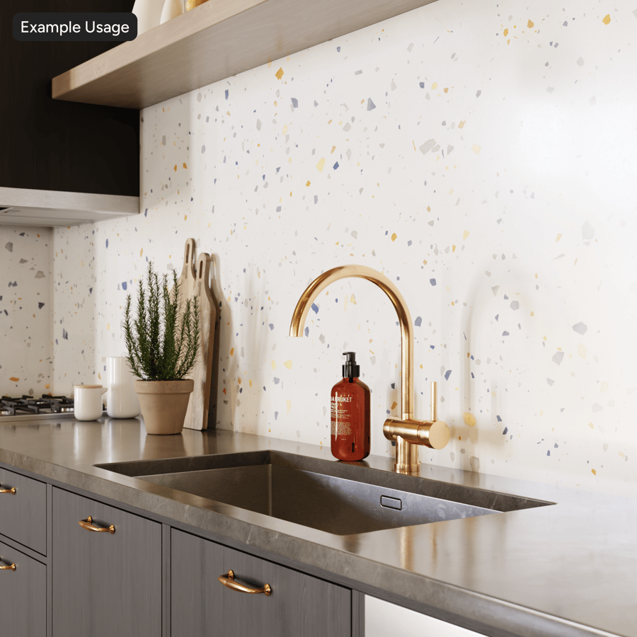 Speckled Gems Terrazzo Texture, branco