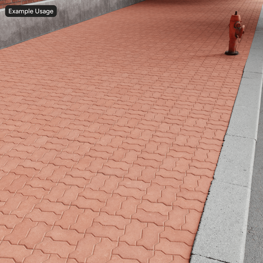 Textura de pavimento em ziguezague, vermelho