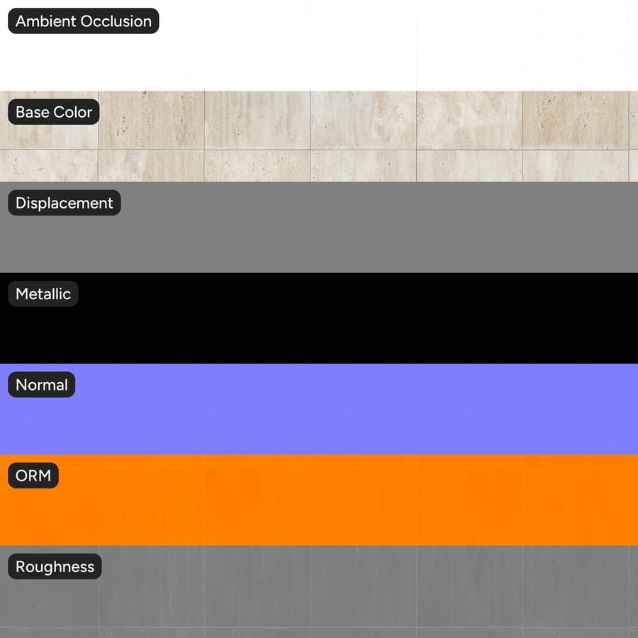 長方形のファサード トラバーチンタイルの質感