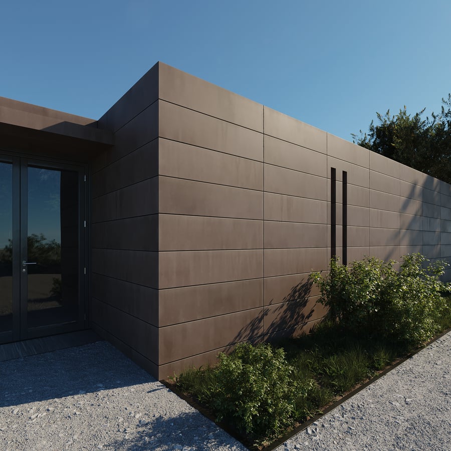 Horizontal Semi Glossy Concrete Cladding Texture, Brown