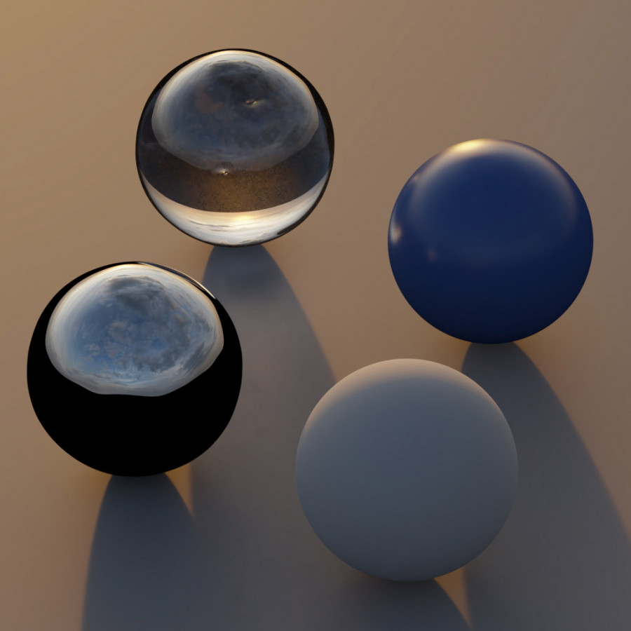 Ciel HDRI sombre avec horizon nuageux et coucher de soleil, orange