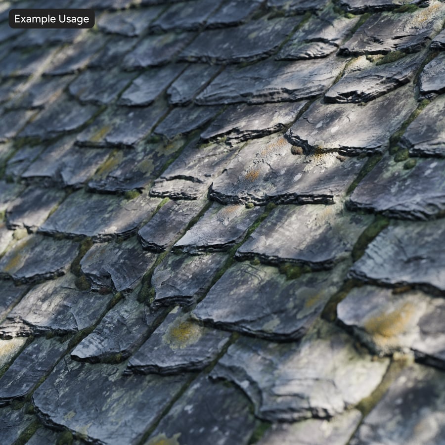 Textura de telhado de ardósia velho e danificado, cinza