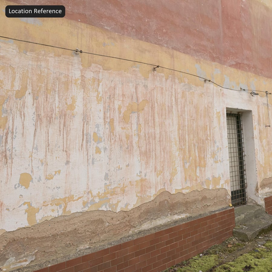Peeling Painted Lime Render Wall Texture, Ochre Yellow