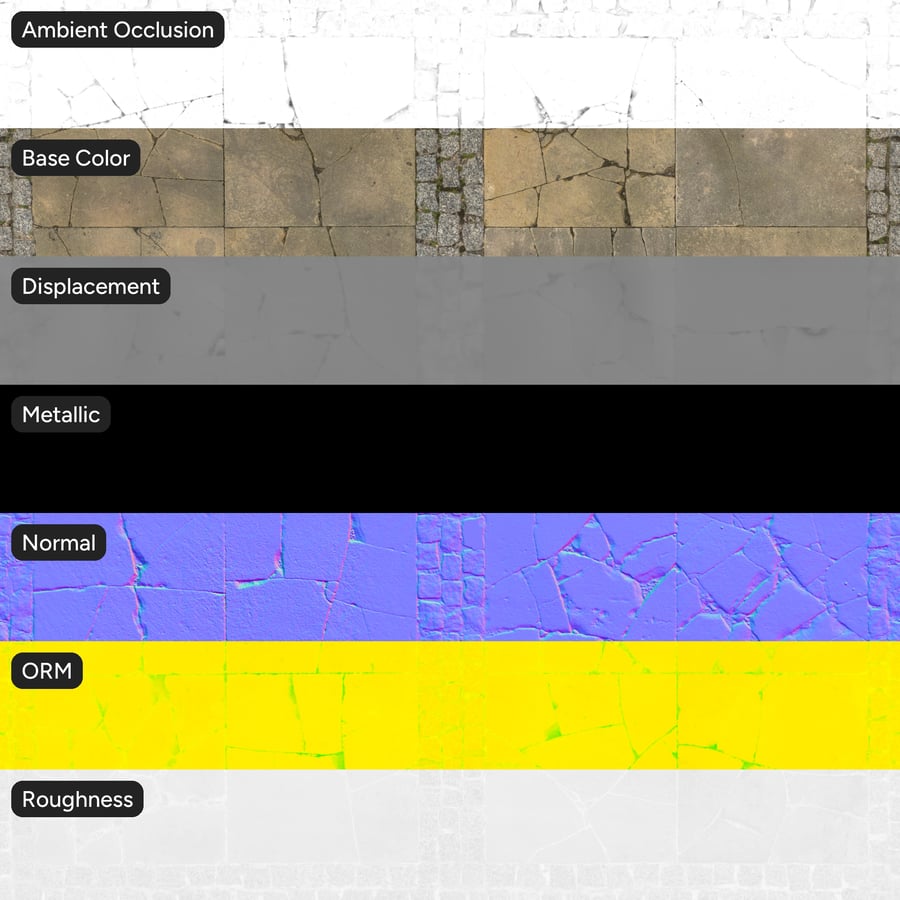 Textura de pavimento rachado e calçada de pedra, amarelo