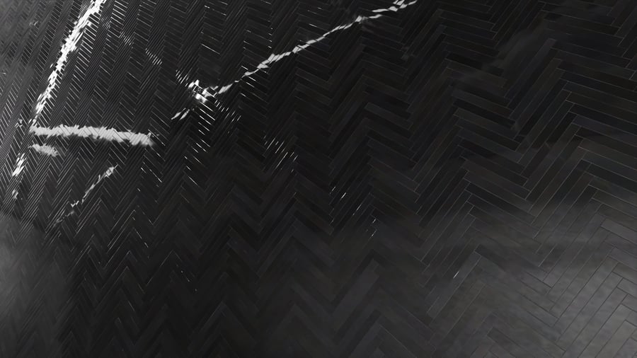 Textura de azulejo cerâmico brilhante em espinha, preto