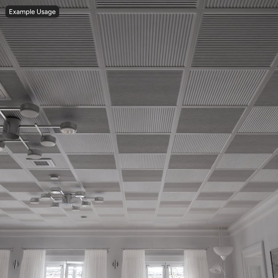 Geribbelde plafondtegel textuur, wit