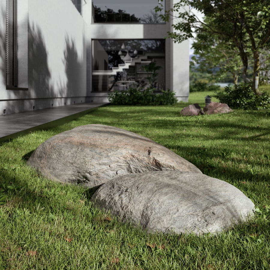 Two Mottled Smooth Round Large Rock Boulder Models