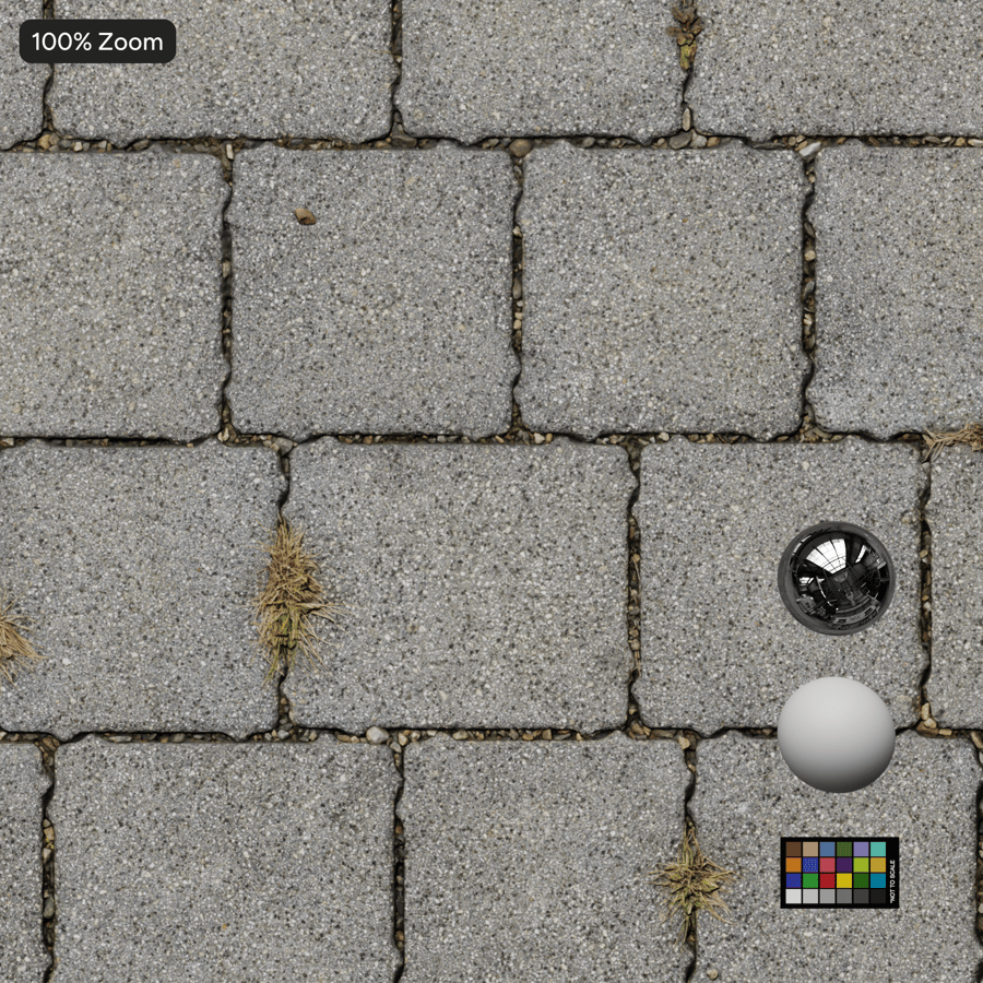 Weeds on Running Stone Paver Texture, Grey