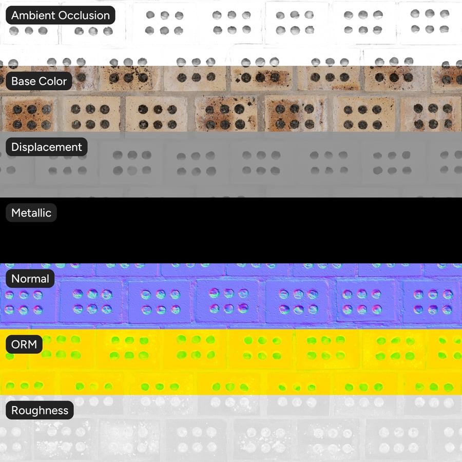 Perforated Stretcher Bond Clay Brick Wall Texture