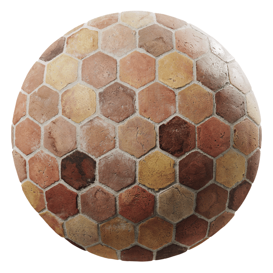 Reclaimed Hexagonal Terracotta Tile Texture