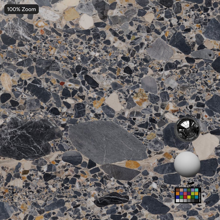 Cilalı Terrazzo Plaka Dokusu, Soğuk Gri