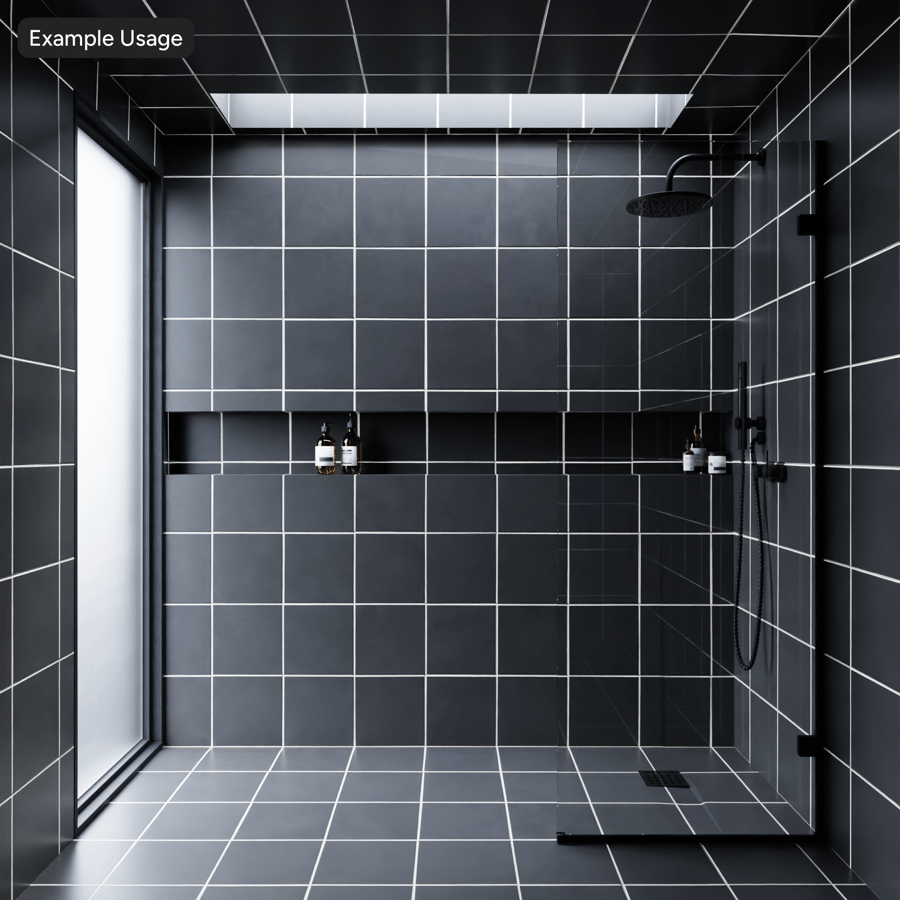 Square Ceramic Glossy Tile Texture, Charcoal Grey