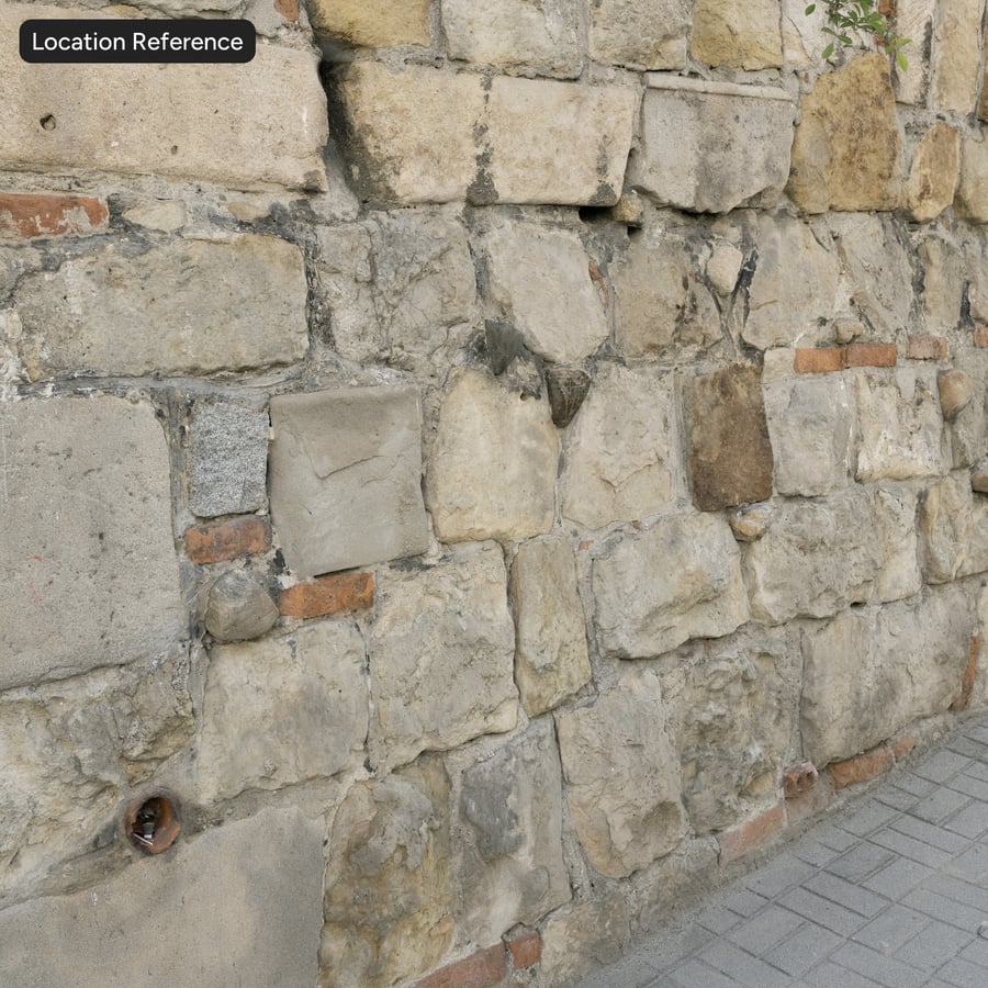 Old Mortared Rubble Stone Wall Texture, Beige