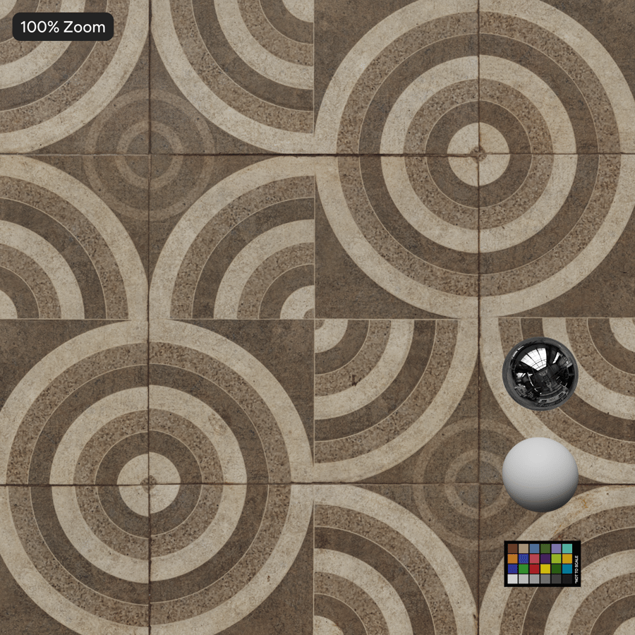 Circular Patterned Tile Texture, Yellow Brown