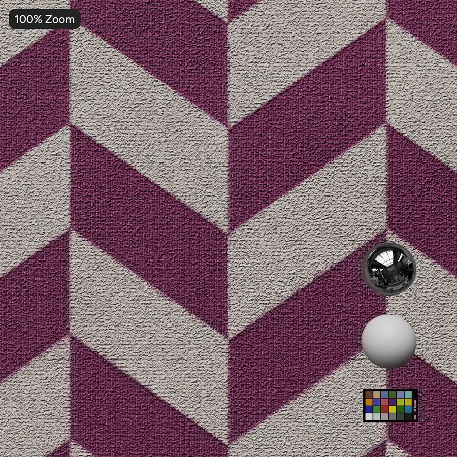Tappeto Chevron Cube Wool Rug Texture, Prugna