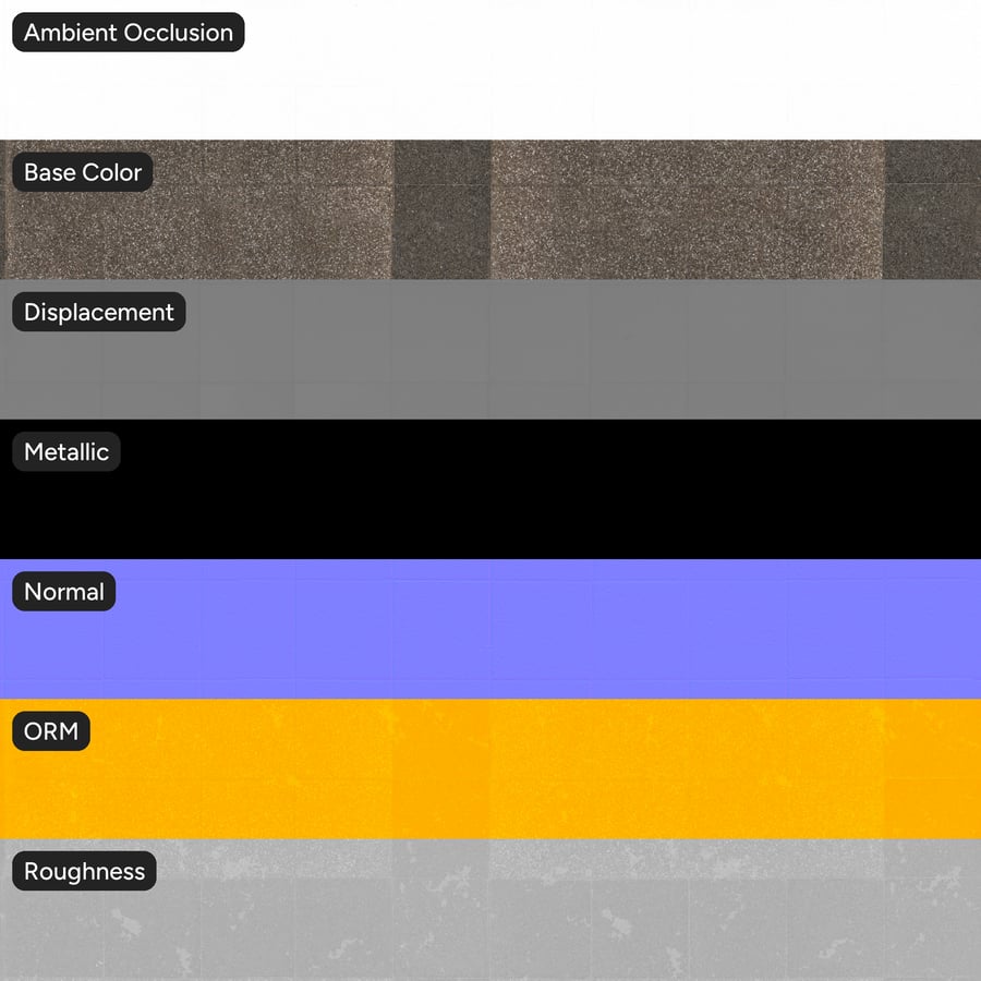 Textura modular quadrada para pavimento, granito castanho