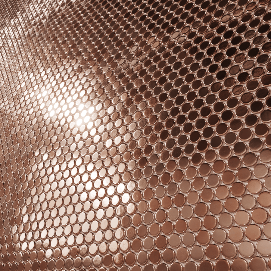 Textura de azulejo cerâmico brilhante redondo, rosa bronzeado