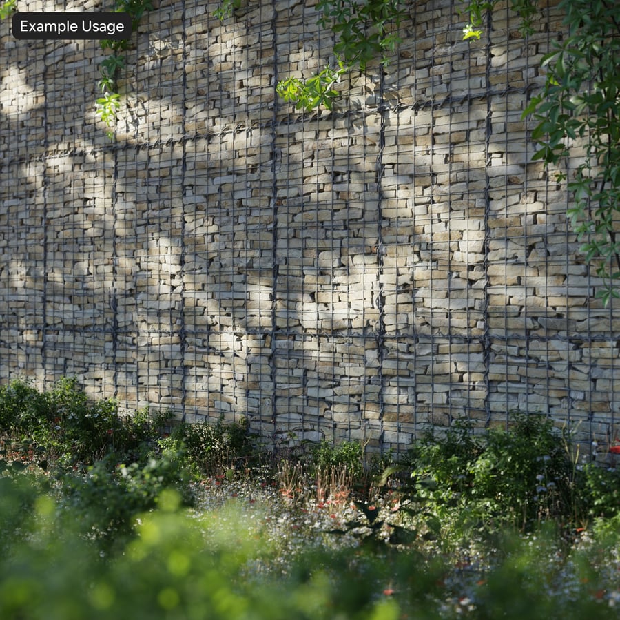 Stacked Sandstone Gabion Wall Texture