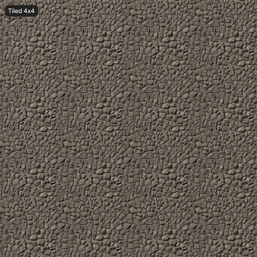 Worn Cobblestone with Weeds Texture