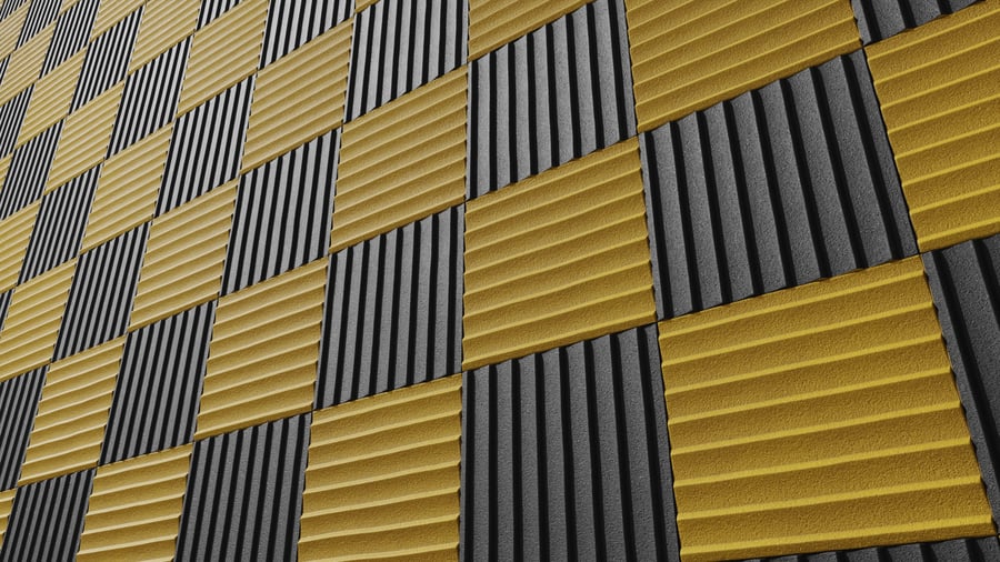 Checkerboard Foam Tiles Acoustic Panel Texture, Yellow