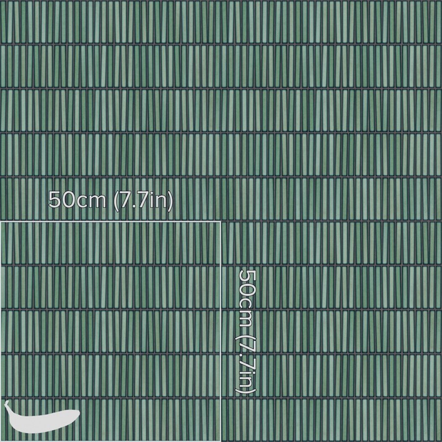 Yubi Ceramic Glossy Tile Texture, Green Haze