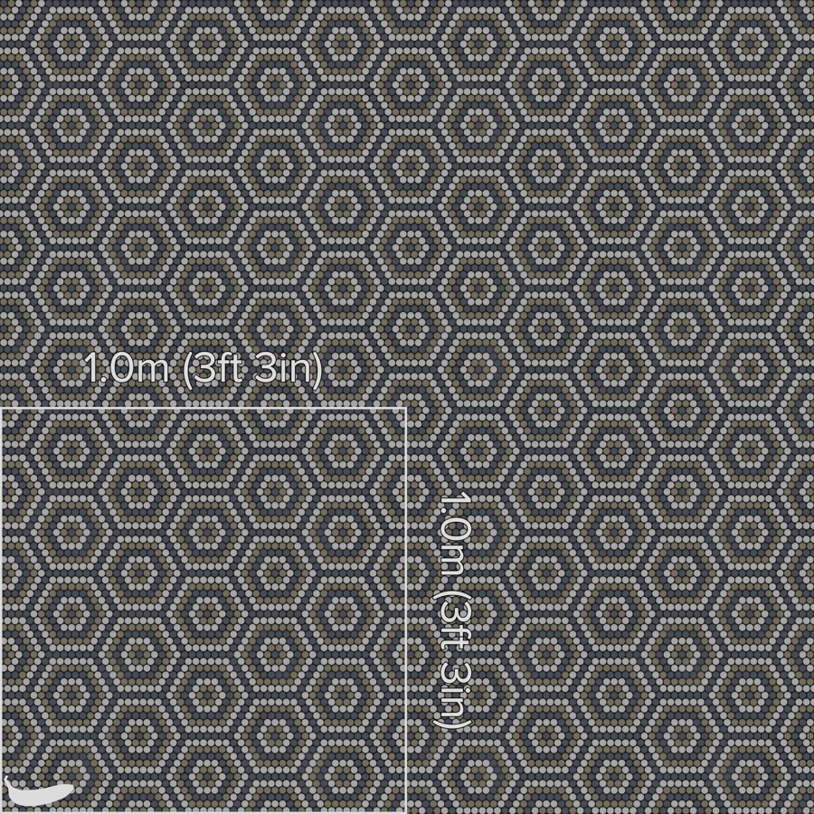 Gradient Hexagon Pattern Penny Round Tile Texture, Grey