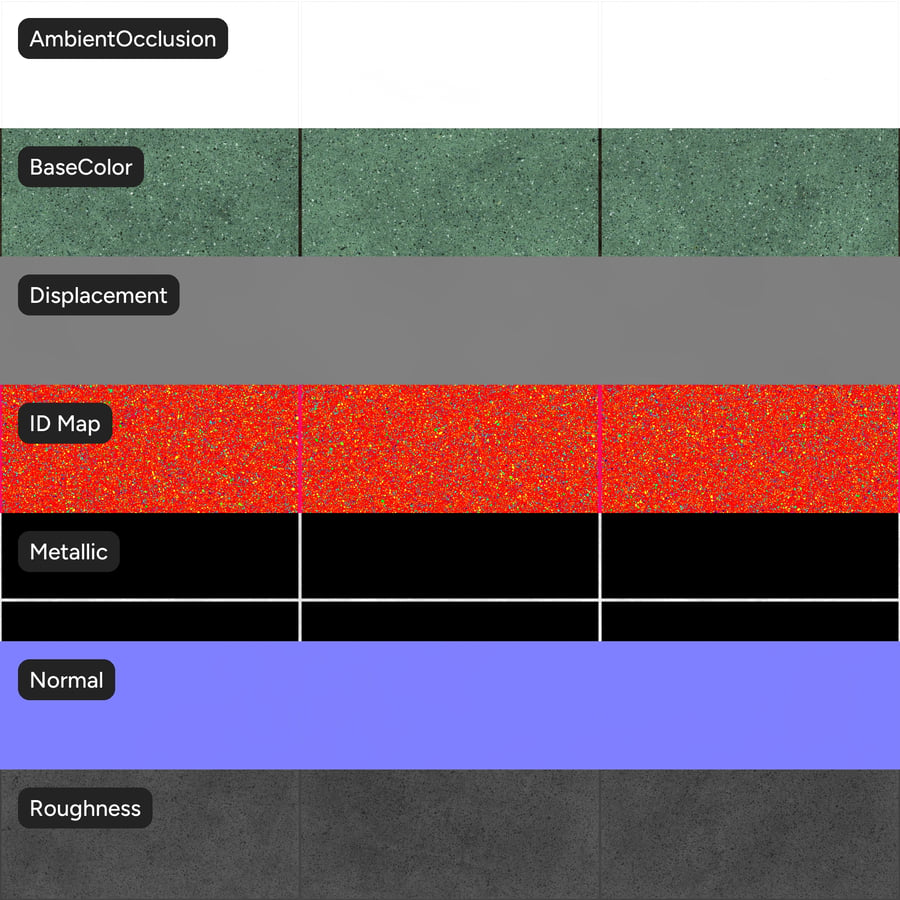 Kết cấu gạch Terrazzo vuông mờ, Màu xanh lục
