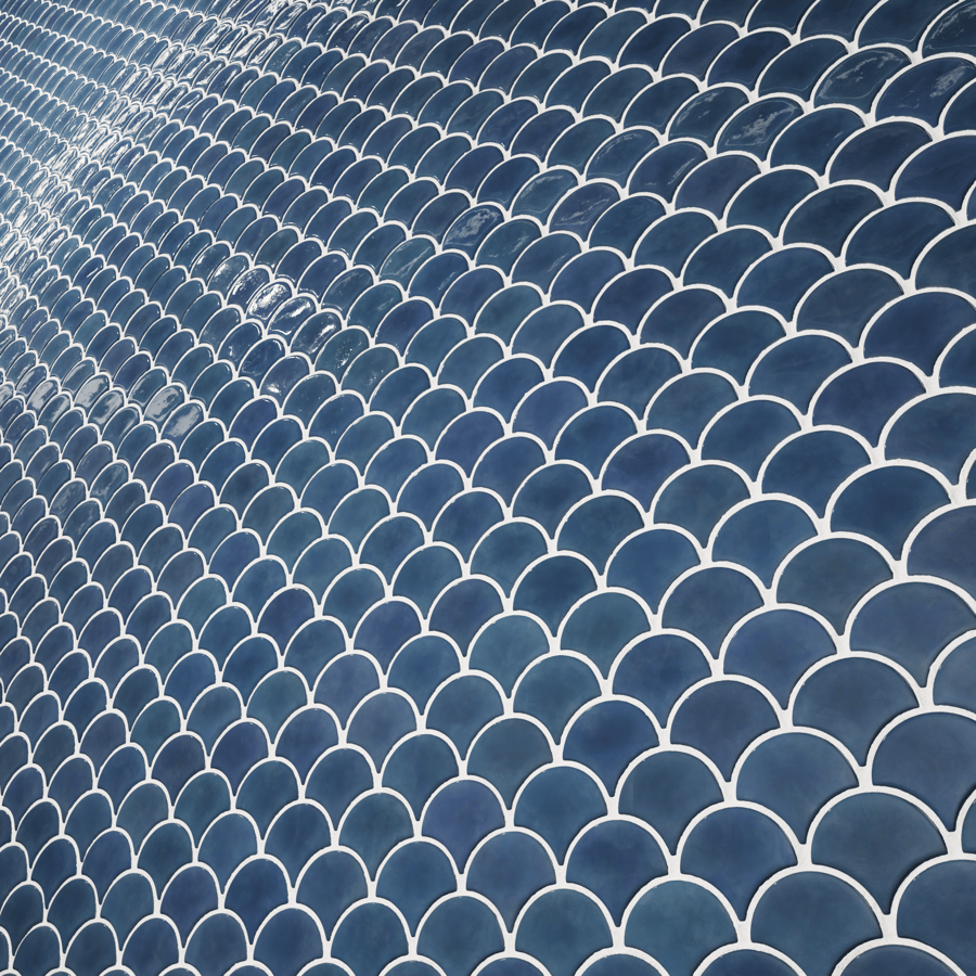 Textura de azulejo cerâmico brilhante em forma de escama de peixe, carvão marinho