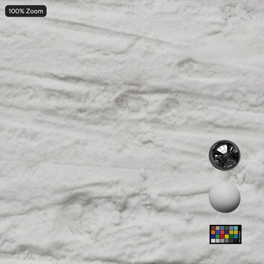 Tire Marks and Footprints on Snow Texture