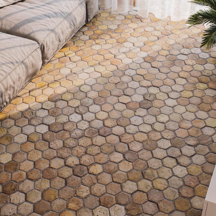 Hexagonal Terracotta Tile Texture, Yellow