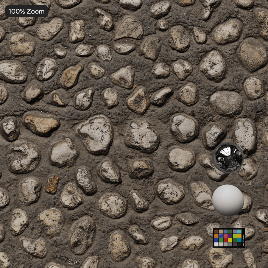 Worn Studded Cobblestone Paver Texture