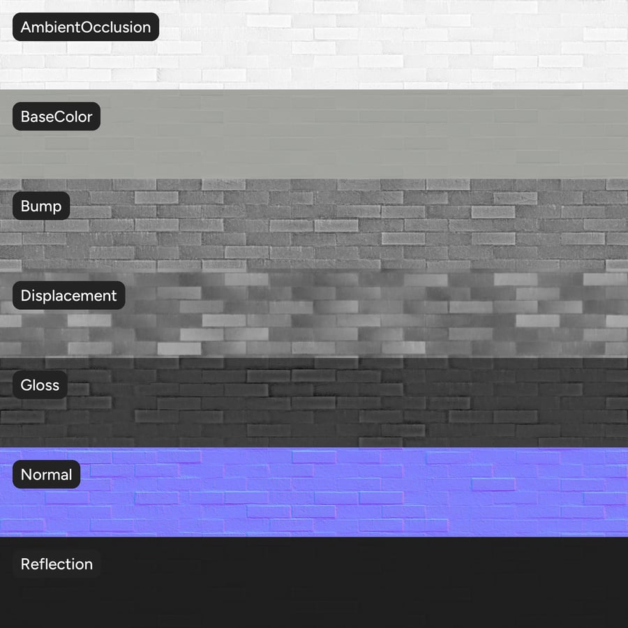 Extruded Painted Bond Brick Wall Texture, White