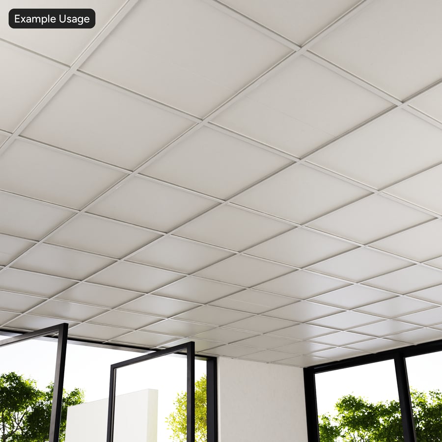 Textura de telha quadrada saliente de gesso para teto, branca
