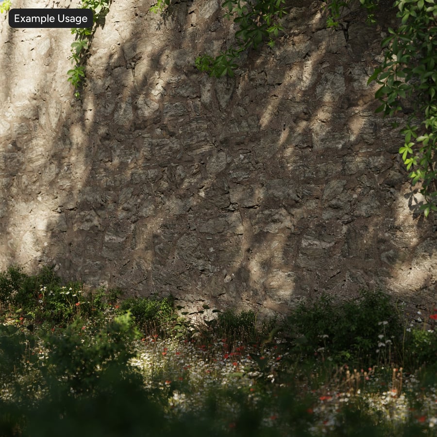 Heavy Mortared Rubble Stone Wall Texture