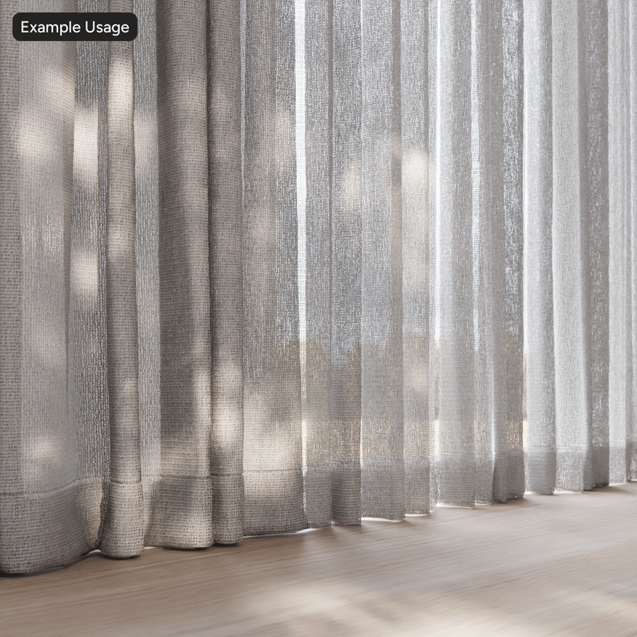 Tissu diaphane organique texturé, gris