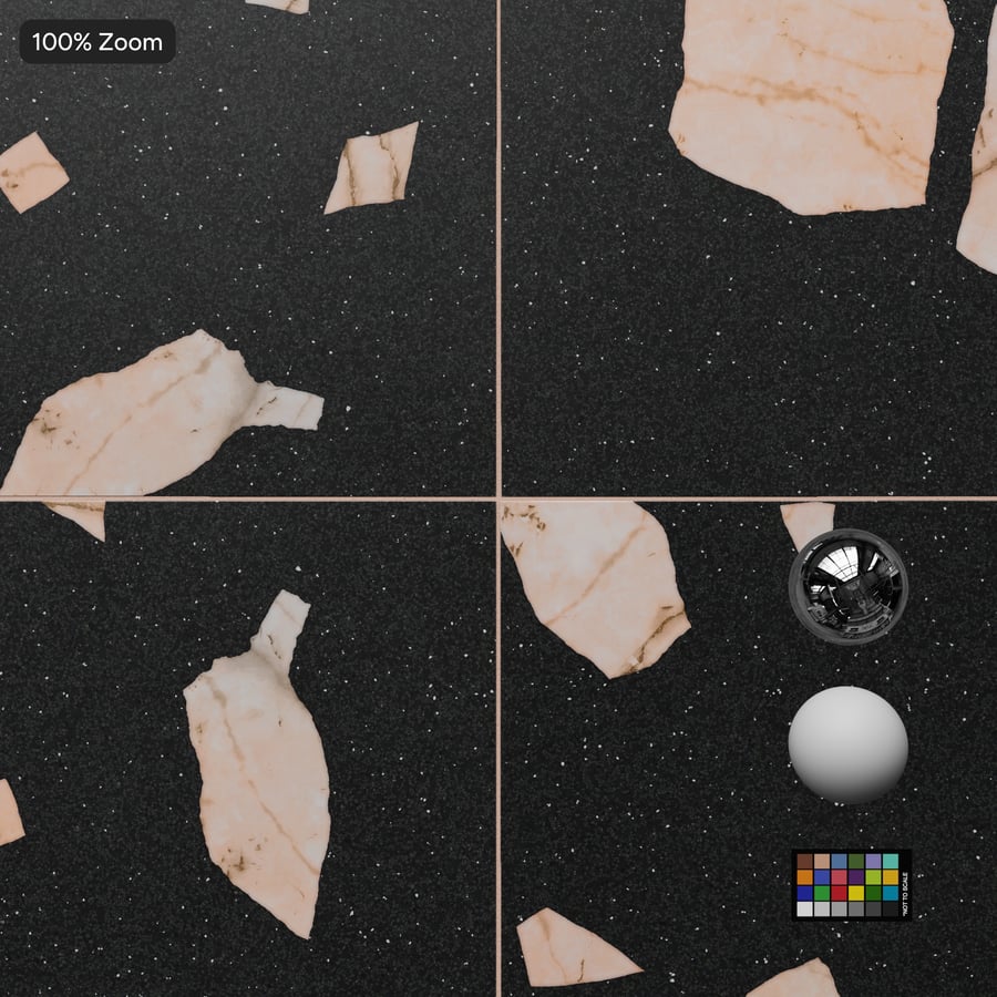 Čtvercová matná dlaždice Terrazzo, Midnight Rose