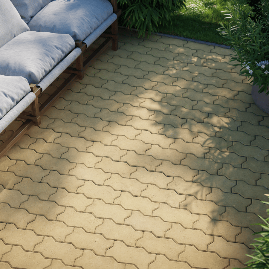 Offset Zigzag Concrete Paving Texture, Yellow