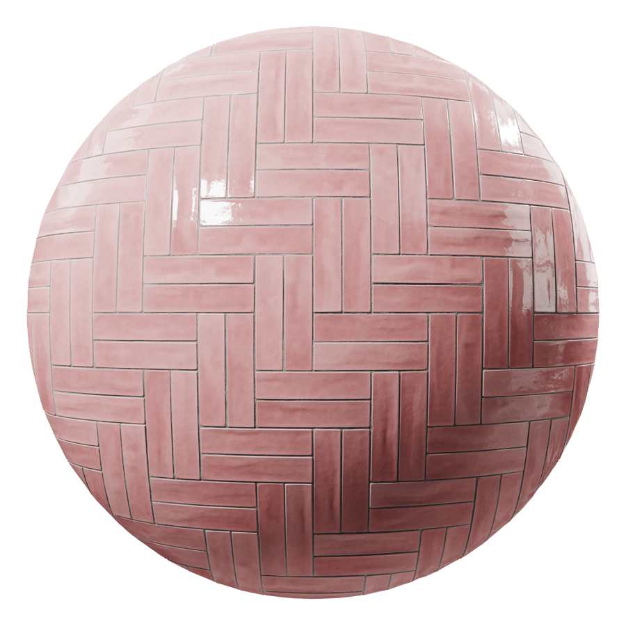 Glossy Herringbone Ceramic Tiles Texture, Pink