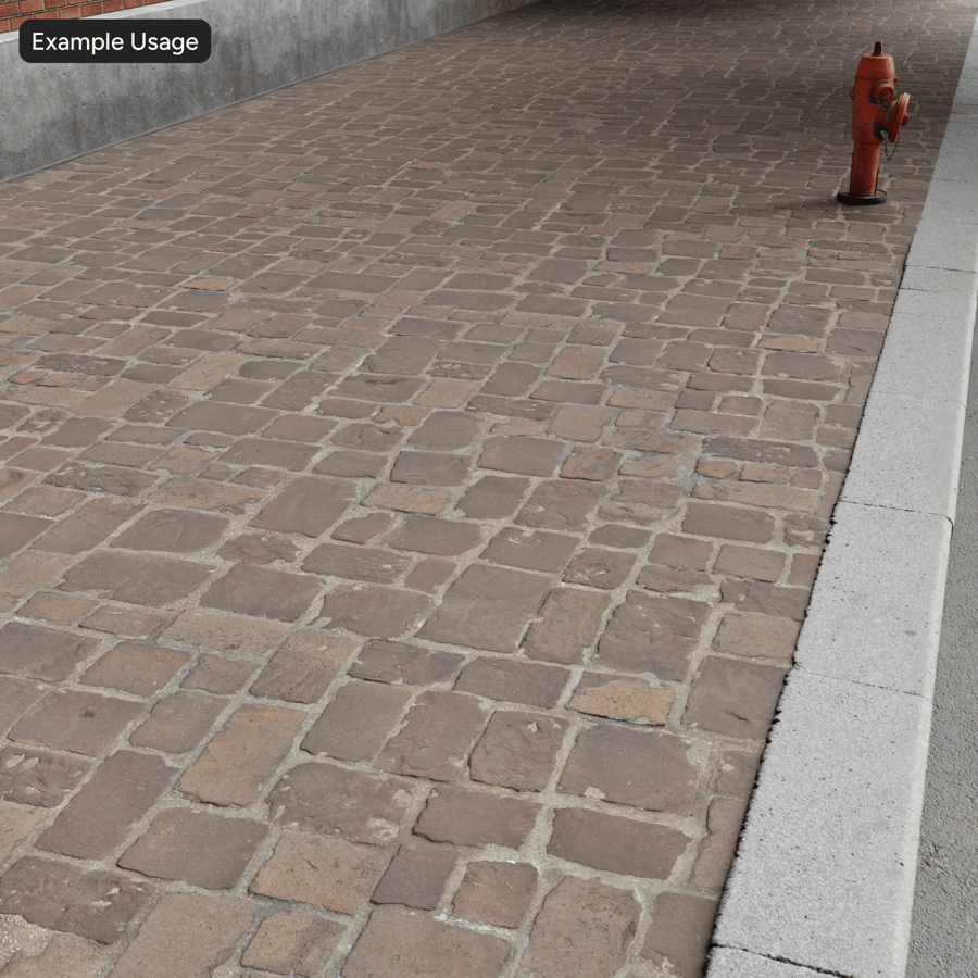 Worn Irregular Cobblestone Paver Texture