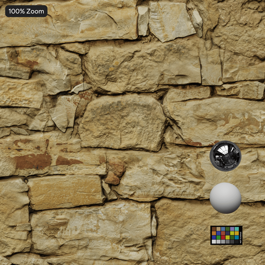 Mixed Old Rubble Stone Wall Texture, Yellow