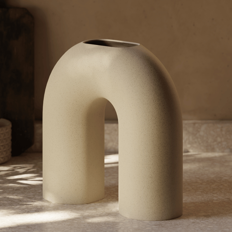 Vaso de cerâmica com arco abstrato Modelo