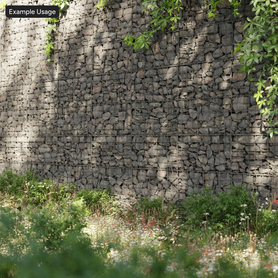 Stone Gabion Wall Texture, Grey
