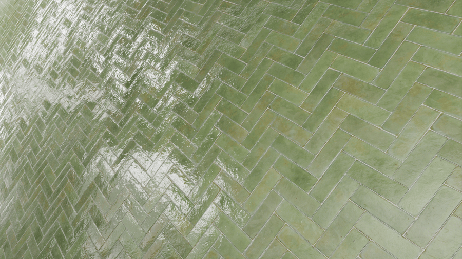 Herringbone Zellige Tile Texture, Green